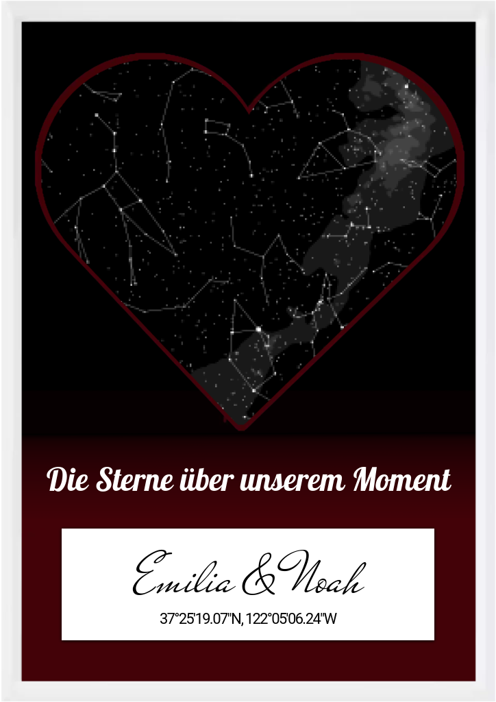 Einzigartige Sternenkarte inklusive Rahmen